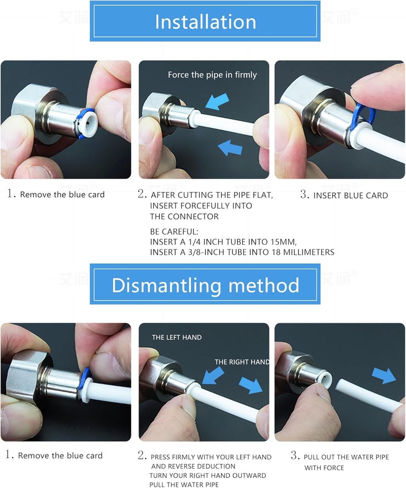 AimatRun 1/2" Female Thread x 3/8" OD Stainless Steel Push-to-Connect Adapter - Quick Connector Fitting for RO Systems, Water Purifiers & Filters - Image 5